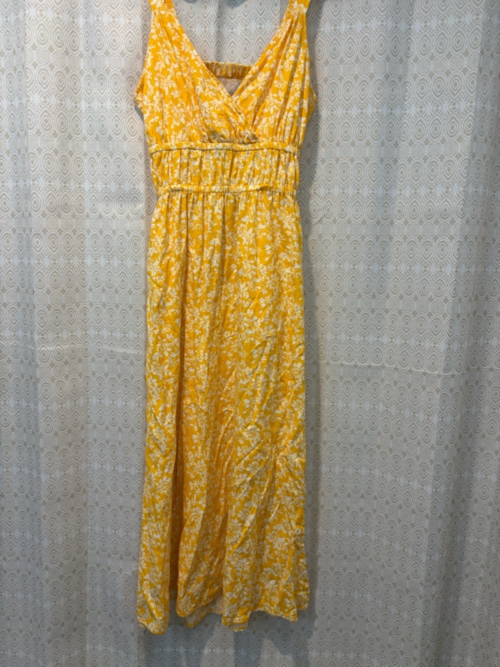 Universal Thread Yellow Floral Maxi Dress with V-Neckline